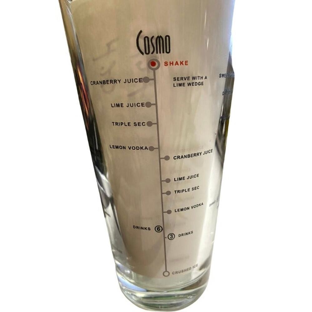 Libbey Clear Bar Glass ( 5 Drink Recipe On Glass) 7 Inches Tall